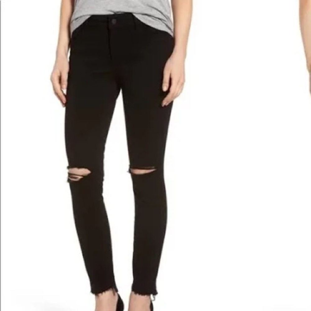 DL1961 MARGAUX Instasculpt Ankle Skinny Distressed Black Jeans Size 29